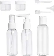 EZONEDEAL Travel Bottles Kit,Leak Proof Portable Toiletry Containers Set, Clear Flight Size PET Cosmetic Containers for Lotion, Shampoo, Cream, Soap, Set of 8