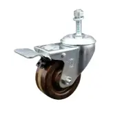 3 Inch SS High Temp Phenolic 3/8 Inch Threaded Stem Caster with Total Lock Brake