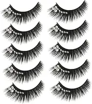 Beavorty 5 Pairs Diamond Eyelashes Rhinestones Diamonds Sensational Glitter Gems Rhinestone Eyelashes Lash Extensions Colored Eyelashes Realistic Eyelash Fake Lashes Artificial Fiber Black