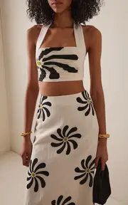 [Cala de la Cruz] Fiji Linen Halter Crop Top