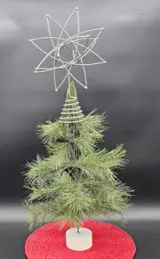 NEW Atomic MCM Style Star Christmas Tree Topper Silver Decoration Metal 1530