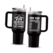 Grandpa Gift, 40 Oz Engrave Tumbler with Handle & Straw, Good Pop Pop Laser