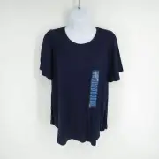 Nine West Ladies Blue Flutter Sleeve Top Shirt Large NWT $49