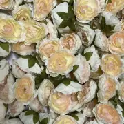 Artificial Flower Heads - Ivory Peach Rose Style 59 - 5 Pack