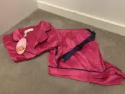 BNWT Peter Alexander Hot Pink Blue Trims Satin Summer Set - SIZE L