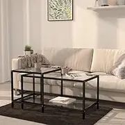 Tea Tables 2 pcs Tempered Glass Transparent Home Accent