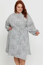 Geo Print Skater Dress High Neck Long Sleeve