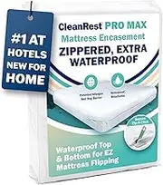 CleanRest Pro Max Mattress Protector Encasement, Luxurious Fabric, Ultimate Sleep Surface Protection with Patented MicronOne Technology, Zip-N-Click Tech, EZ-Fit, Waterproof (Full)