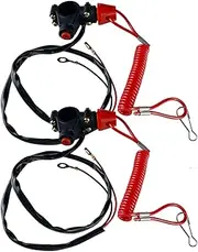 Safety Switch 2Pcs Engine Stop Switch, 12V Aluminium Alloy Atv Safety with Cord, Waterproof Professional Push Button for Atvs and Motorcycles, Lawn Mowers, Mini