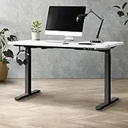 Oikiture Height Adjustable Standing Desk Dual Motors Home Office Sit Stand Desk Electric Motorised Standing Desk Fram Laptop Computer Workstation 140cm White