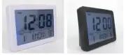 Large LCD Display Table Alarm Clock With Thermometer--Black & White