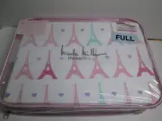 Nicole Miller Full Sheet Set PARIS Eiffel Tower and Hearts ~ Pink, Purple & Aqua