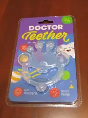 NIB 3+ MONTH DOCTOR TEETHER BABY CLEAR SILICONE TEETHER FUNNY LOOKING