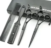 Hair Cutting Scissors Set with Combs Lether Scissors Case,Hair cutting shears Hair Thinning shears For Personal and Professional (6.0 inch, Black)