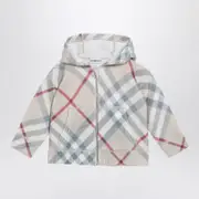 [Burberry] Hooded cardigan with light-coloured check motif 6 M Grey