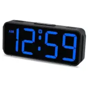 Small Digital Alarm Clock for Bedrooms Bedside, Plug in Electric Clock Blue