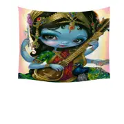Hindu Goddess Saraswati Playing Veena Tapestry