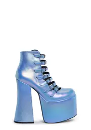 [Current Mood] Hardcore Dazzle Platform Booties - Blue Holo