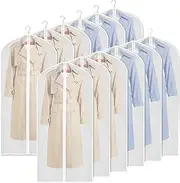 Spendeal 12pack Clear Garment Bags Hanging Clothes Bags for Closet Storage Plastic Bag with Zipper for Suit, Sweaters Travel Laundry Wardrobe Closet Garment Dust Cover Bags - 24'' x 48'' (12)
