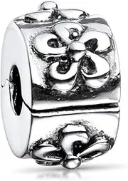 [MATERIA by Matthias Wagner] MATERIA Jewellery Stopper Bead Antique Element 925 Silver Stopper Clip with Swirl Motifs for Beads Bracelets with Thread #721, Sterling Silver Glass, No Gemstone