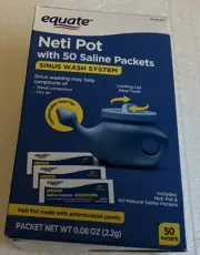Equate Nettie Pot With 50 Saline Packets Sinus Wash System NIB