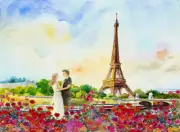 Paris Eiffel Tower Romantic Gorgeous Painting Canvas Print Home Decor Wall Art
