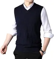 [Generic] Men Top Grade Knit Pullover Sleeveless Sweater Vest V-Neck Sleeveless Preppy Clothes