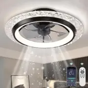 KINDLOV Ceiling Fans with Lights Flush Mount Ceiling Fan with LED Light, Remote
