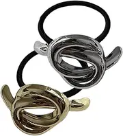 Hair Bobbles for Women, Metal Hair Scrunchie, Multi-Purpose Ponytail Cuff for Women, 2 x Ponytail Holders for Girls, Portable Hair Rope for Home, Daily Life