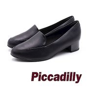 Piccadilly 俐落淑女 簡約剪裁粗跟鞋 - 黑