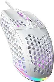 SM900 White Wired Gaming Mouse with Honeycomb Shell,12800 DPI,7 Programmable Buttons,Lightweight Gaming Mice Ergonomic Computer Wired Mouse Gaming for Win/PC/Mac/Laptop Gamer