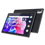 10.1 inch Android 13 Tablet, 8GB RAM+64GB ROM+512GB Expandable Computer Black