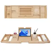 Bathtub Tray Caddy,Bamboo Bathroom Accessories,Expandable Bath Tray,Can be Pl...