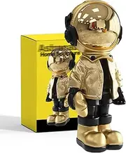EZ4ENCE Astronaut Statues Spaceman Sculpture Resin Arts Child Gifts Gold Figurine Ornament Room Decor for Men,Home and Crafts Desktop Accessories Tabletop Decoration, Living Room, Office, Bookshelf