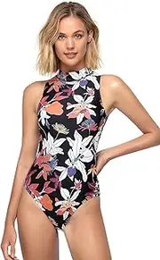 [AXESEA] Womens Retro One Piece Swimsuit Sleeveless Printed Surfing Bathing Suit