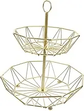 BESTYASH Fruits Serving Basket Dual Layer Iron Fruit Container Elegant Snack Storage Tray for Living Room for Desserts Treats Housewarming