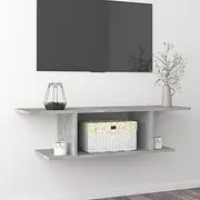 Floating TV Shelf, Wall Mounted TV Stand Entertainment Center TV Unit Media Stand Wall Mounted TV Cabinet Concrete Grey 103x30x26.5 cm