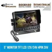 Elinz 5" Monitor TFT LCD 12V/24V 4PIN 2AV Inputs 800x480 HD NTSC/PAL