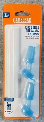 CamelBak Eddy Kids Bottle Accessory 2 Bite Valves & 2 Straws, Ice Blue 3+ years