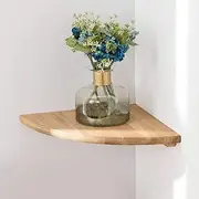 [Gieanoo] Corner Shelf, Hanging Shelf, Oak Solid Wood Corner Shelf, Round Ends, Wall Shelf, Wood Vintage Country House Style Shelf for Bedroom, Living Room, Radius 18 cm