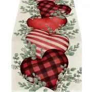 NNETM Eucalyptus Hearts & Leaves Printed Linen Table Runner(33.02*274.32cm)