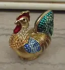 Estee Lauder Solid Perfume Compact 2004 "Bejeweled Rooster" Swarovski Crystals