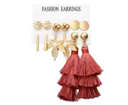 6Pcs Tassel Earrings Female Bohemian Ethnic Style Earrings - 7