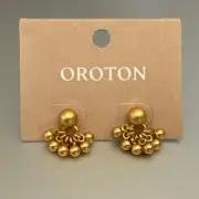 OROTON Como Double Studs In Worn Gold RRP$100.00