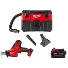 Milwaukee Wet/Dry Vacuum 2 Gal. Cordless w/ Reciprocating Saw + 5.0 Ah Battery