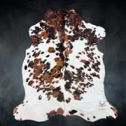 Large Tricolor Cowhide Rug Size 5.9 x 6.3 ft---4928