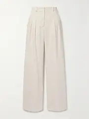 [LOVESHACKFANCY] LOVESHACKFANCY - Adams Pleated Wool-blend Twill Wide-leg Pants - White - US4 US 4 White