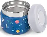 Charcy 9oz Kids Stainless Steel Vacuum Insulated Food Jar, Wide Mouth Leak-Proof Soup Thermo, Container Set for 8h Hot and 6h Cold - Blue Pixel Space