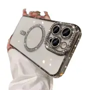 Magnetic Case for iPhone 12 Pro, Clear Soft Phone Cover - Silver