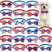 100Pcs American Independence Day Dog Bowtie Collar 4th of July Pet Cat Products